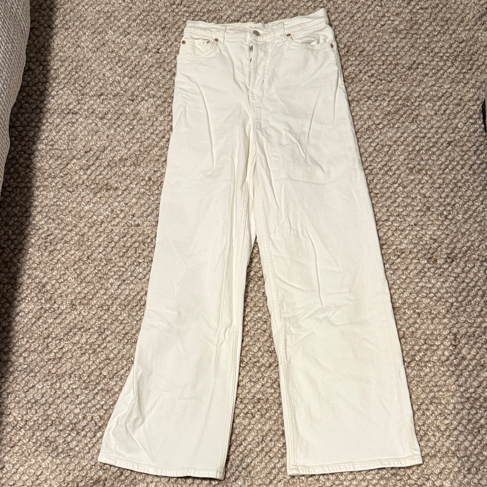 Rails Wide-Leg High-Rise Jeans in Cream